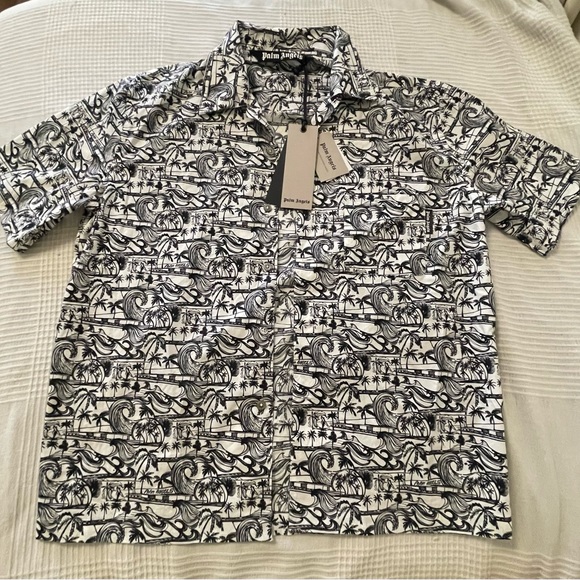 Palm Angels waves-print bowling shirt - Picture 2 of 7